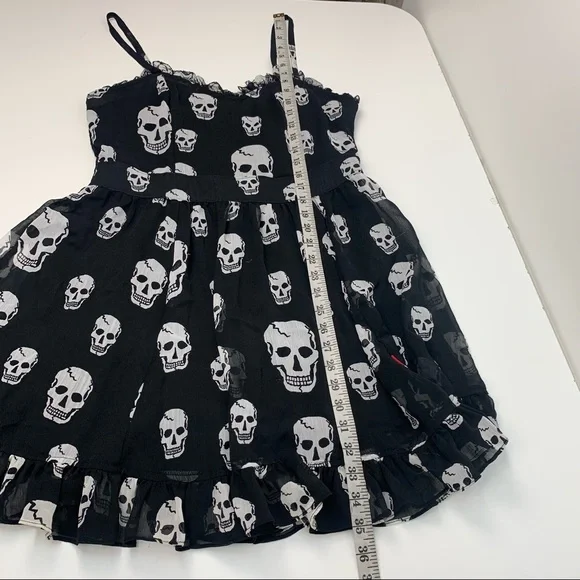 TRIPP NYC Skull Chiffon Dress Ruffles Goth Black Size Large - Picture 13 of 13